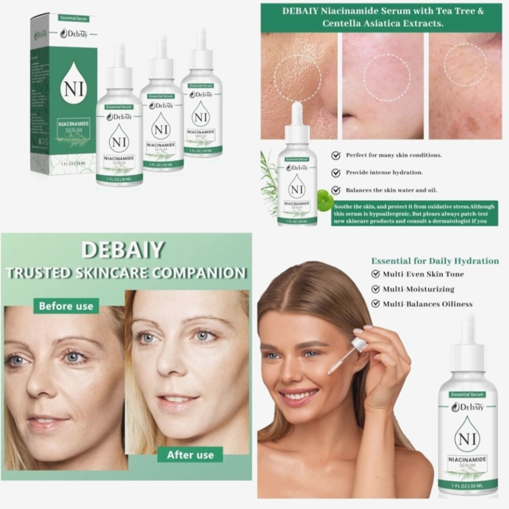 New 3 Pack DEBAIY Niacinamide Serum Tea Tree Centella Asiatica Extracts Glow
